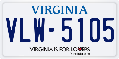 VA license plate VLW5105