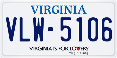 VA license plate VLW5106