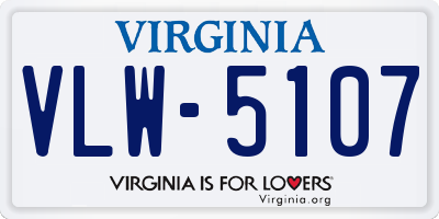 VA license plate VLW5107