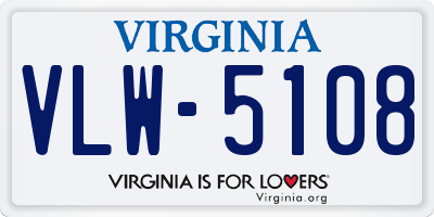 VA license plate VLW5108