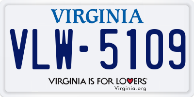 VA license plate VLW5109