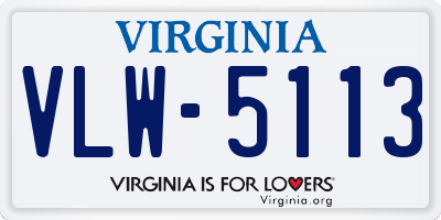 VA license plate VLW5113