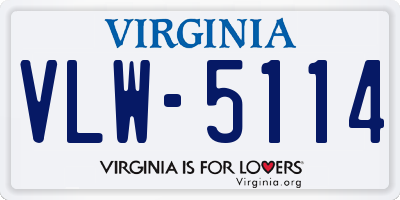 VA license plate VLW5114