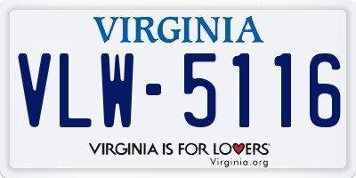 VA license plate VLW5116