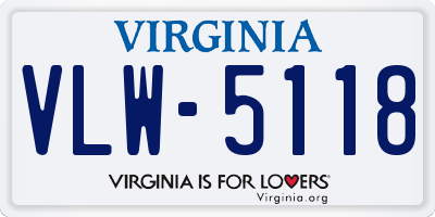 VA license plate VLW5118