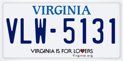 VA license plate VLW5131