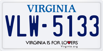 VA license plate VLW5133