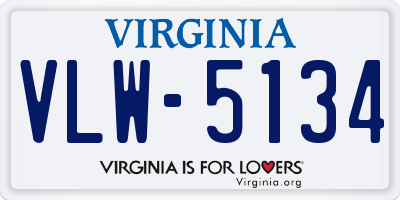 VA license plate VLW5134