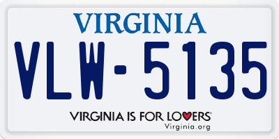 VA license plate VLW5135