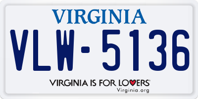 VA license plate VLW5136