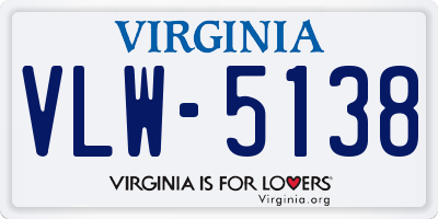 VA license plate VLW5138