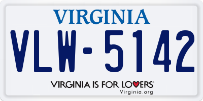 VA license plate VLW5142