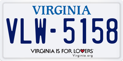 VA license plate VLW5158