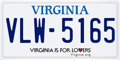 VA license plate VLW5165