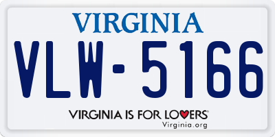 VA license plate VLW5166