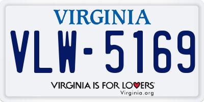 VA license plate VLW5169