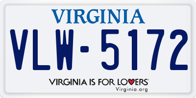 VA license plate VLW5172