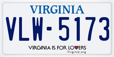 VA license plate VLW5173