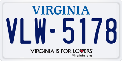 VA license plate VLW5178