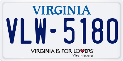 VA license plate VLW5180