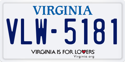 VA license plate VLW5181