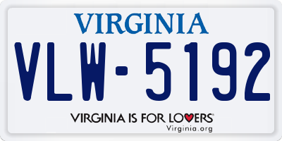 VA license plate VLW5192