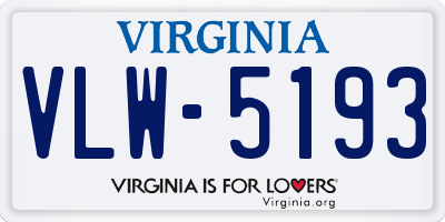 VA license plate VLW5193