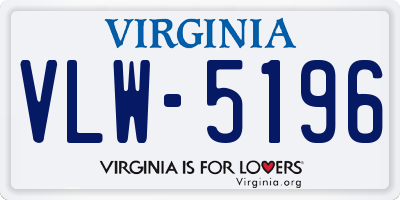 VA license plate VLW5196