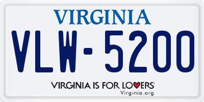 VA license plate VLW5200