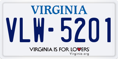 VA license plate VLW5201