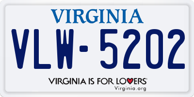 VA license plate VLW5202