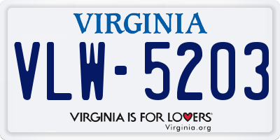 VA license plate VLW5203