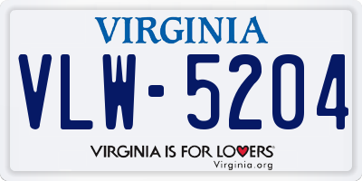 VA license plate VLW5204