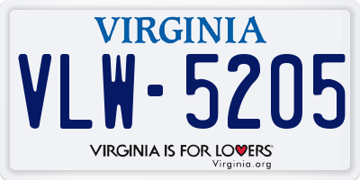 VA license plate VLW5205