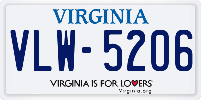 VA license plate VLW5206