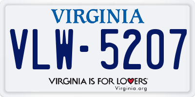 VA license plate VLW5207