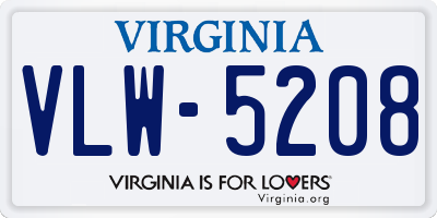 VA license plate VLW5208