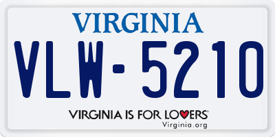 VA license plate VLW5210