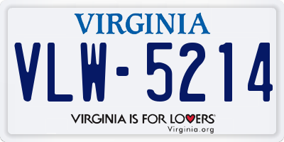 VA license plate VLW5214