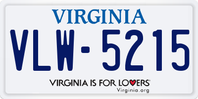 VA license plate VLW5215