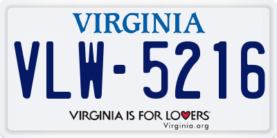 VA license plate VLW5216