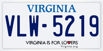 VA license plate VLW5219