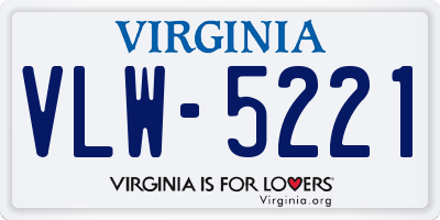 VA license plate VLW5221