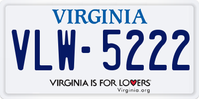 VA license plate VLW5222