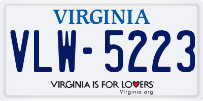 VA license plate VLW5223