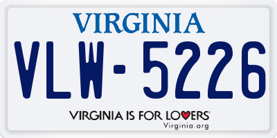 VA license plate VLW5226