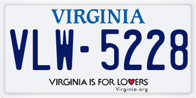 VA license plate VLW5228