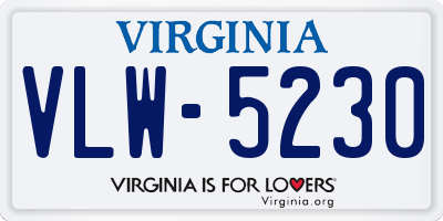 VA license plate VLW5230