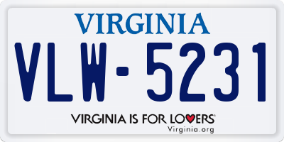 VA license plate VLW5231