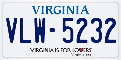 VA license plate VLW5232